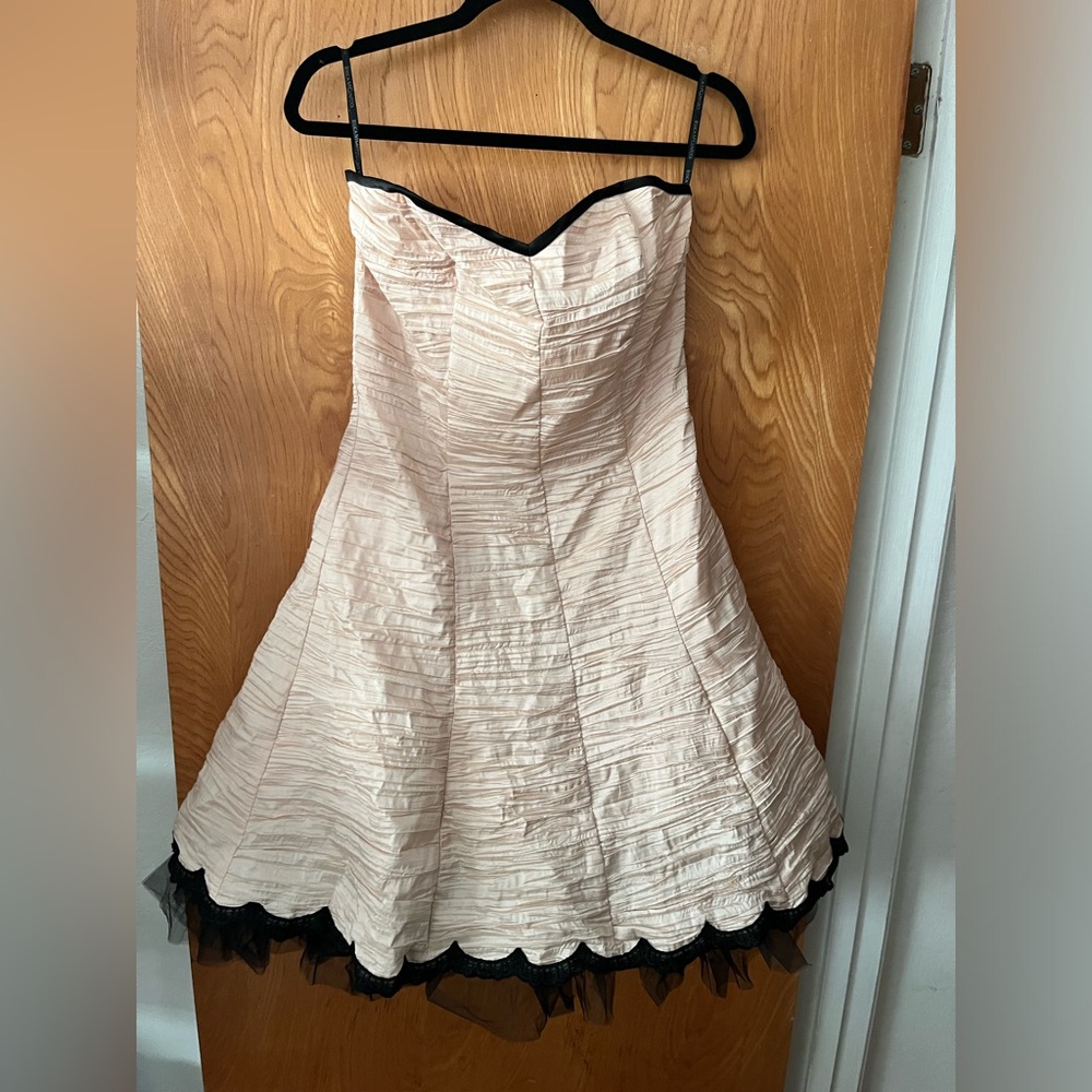 Vintage Jessica McClintok for Gunne Sax crinkle strapless flare midi dress 11